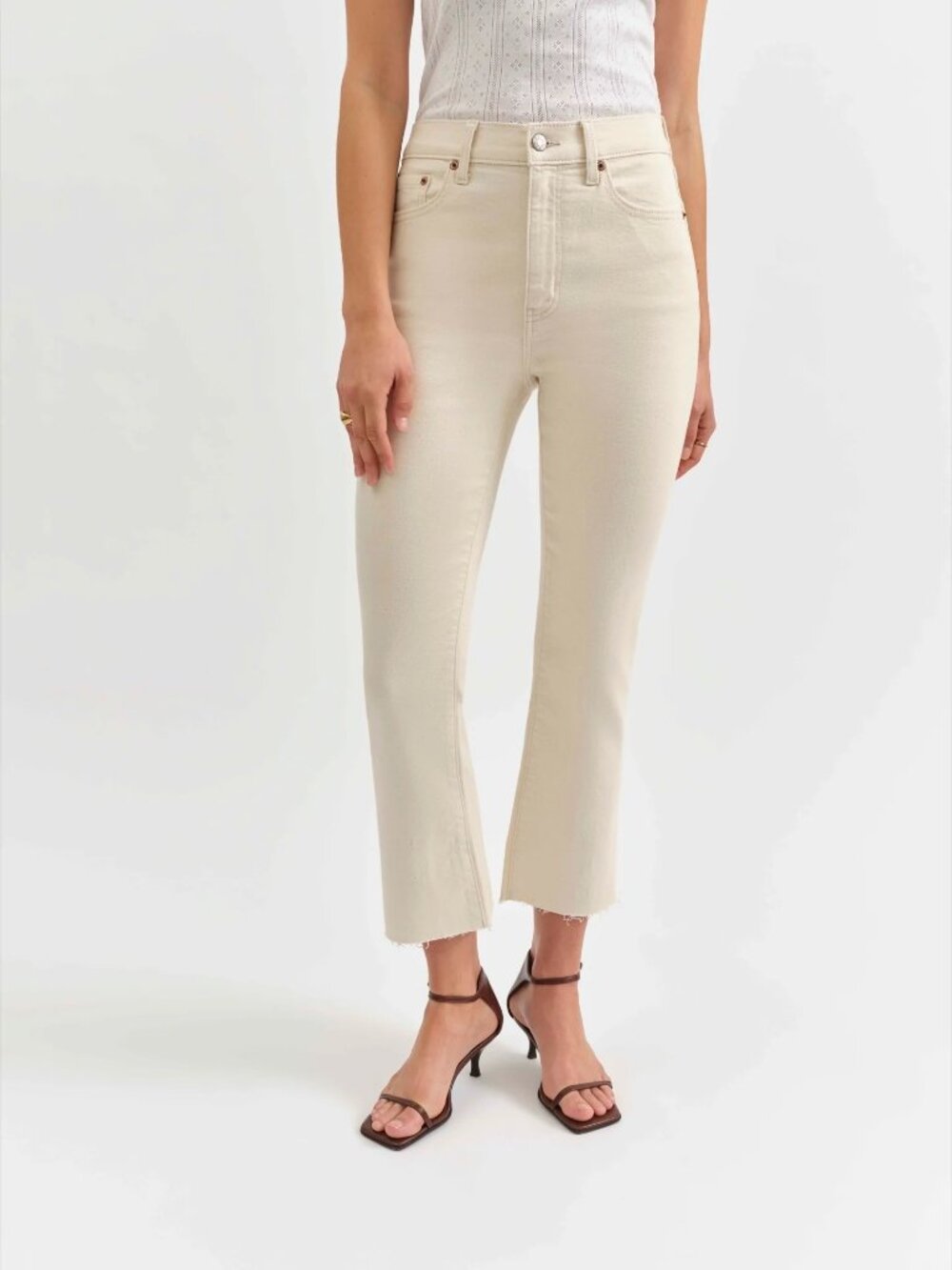 NWOT DAZE Shy Girl Crop Flare in Raw Cut, 25